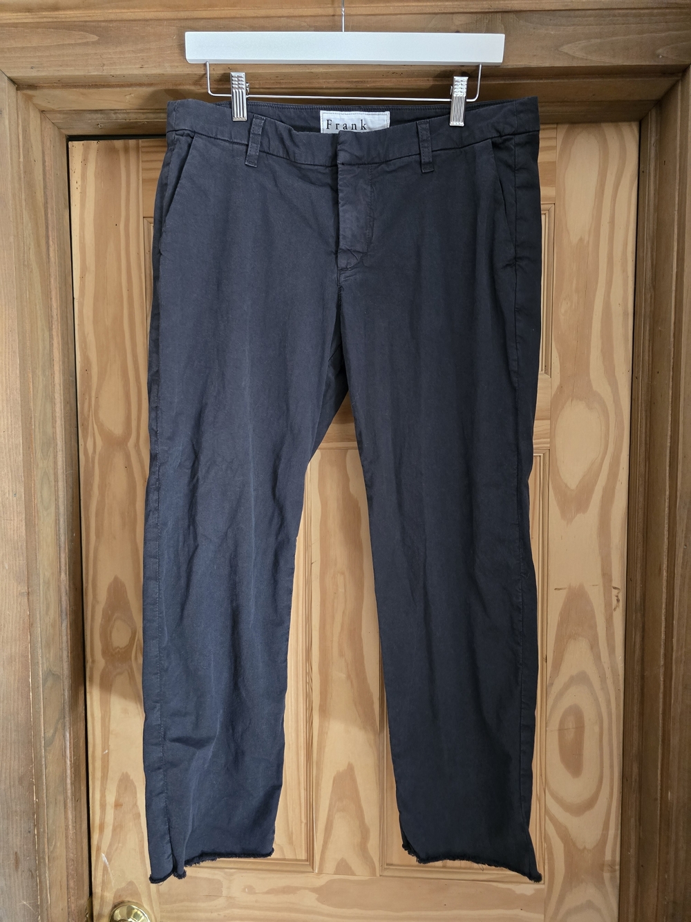 Frank & Eileen Dark Navy Cotton Pants Raw Hem Wicklow Chinos Size 10